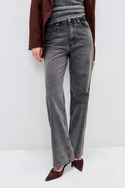 Джинсы wide leg серого цвета