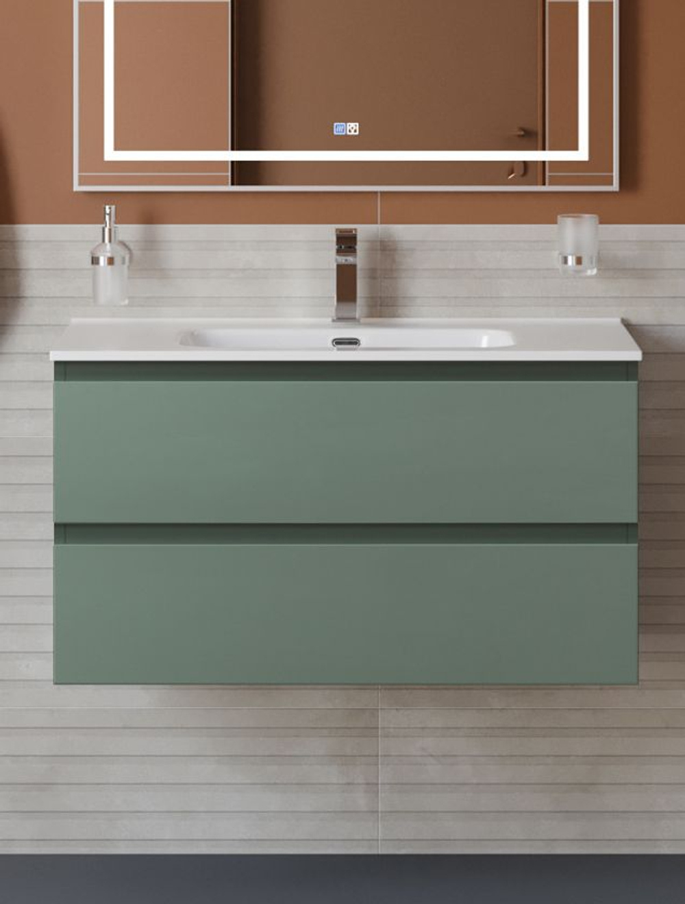 Тумба с раковиной подвесная BelBagno KRAFT-800-2C-SO-VO Еловый матовый, раковина белая BB800ETL