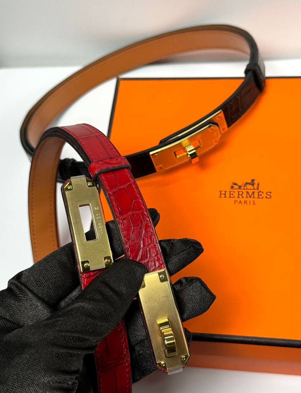 Ремень Hermes из кожи крокодила