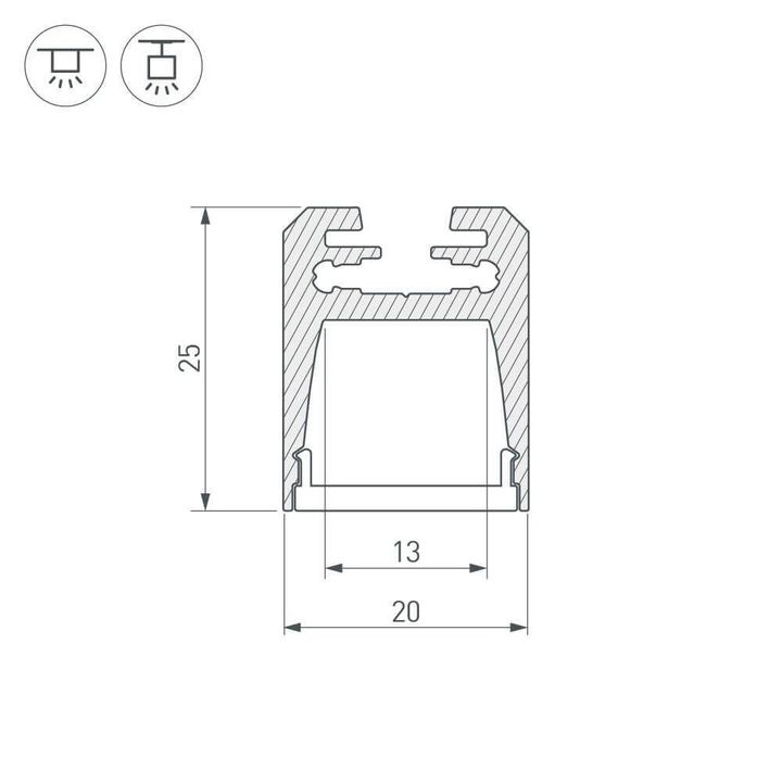 Профиль с рассеивателем Arlight ALU-SWISS-20-2000 ANOD+FROST 024197