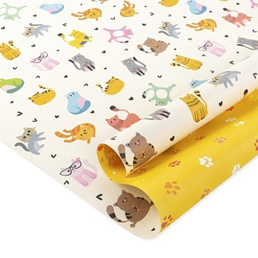 Упаковочная бумага 80гр (0,7*1 м) Котики 2 ст.