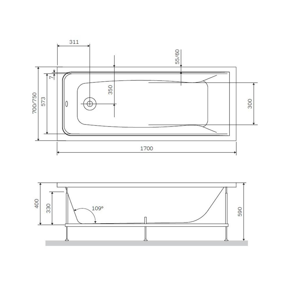 Каркас для ванны AM.PM Like W80A-170-070W-R Серый