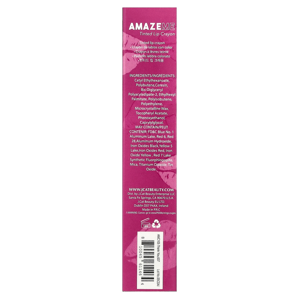 J.Cat Beauty, Amaze Me, карандаш для губ с оттенком, AMC105 Thank You 637, 4 г (0,14 унции)