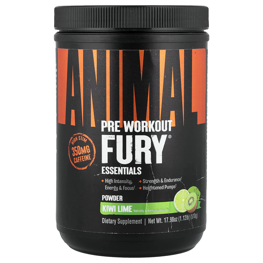 Animal, Fury® Essentials, предтренировочный комплекс, киви и лайм, 510 г (17,98 унции)