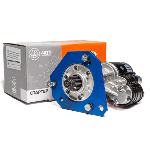 Комплект переоборудования МТЗ-80/82 с ПД-10 (стартер 9-182-781 AE (12 В, 3.5/4.9 кВт, 10 зуб.) + пластина крепления)