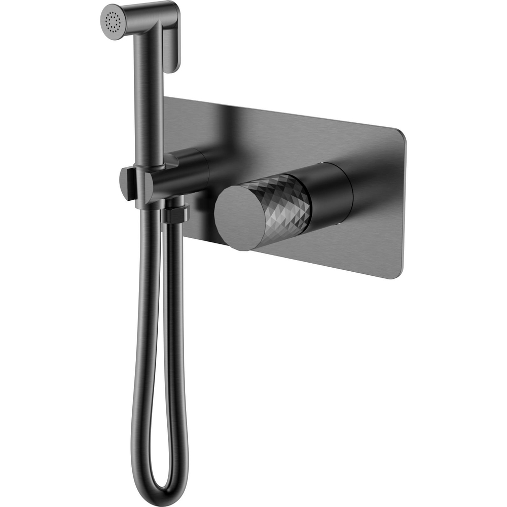 Гигиенический душ Boheme Stick 127-GM со смесителем, С ВНУТРЕННЕЙ ЧАСТЬЮ, Gun Metall DIAMOND