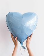 AN Шар сердце 18"/46 см, Пастель Blue (голубой) (БГ-15)