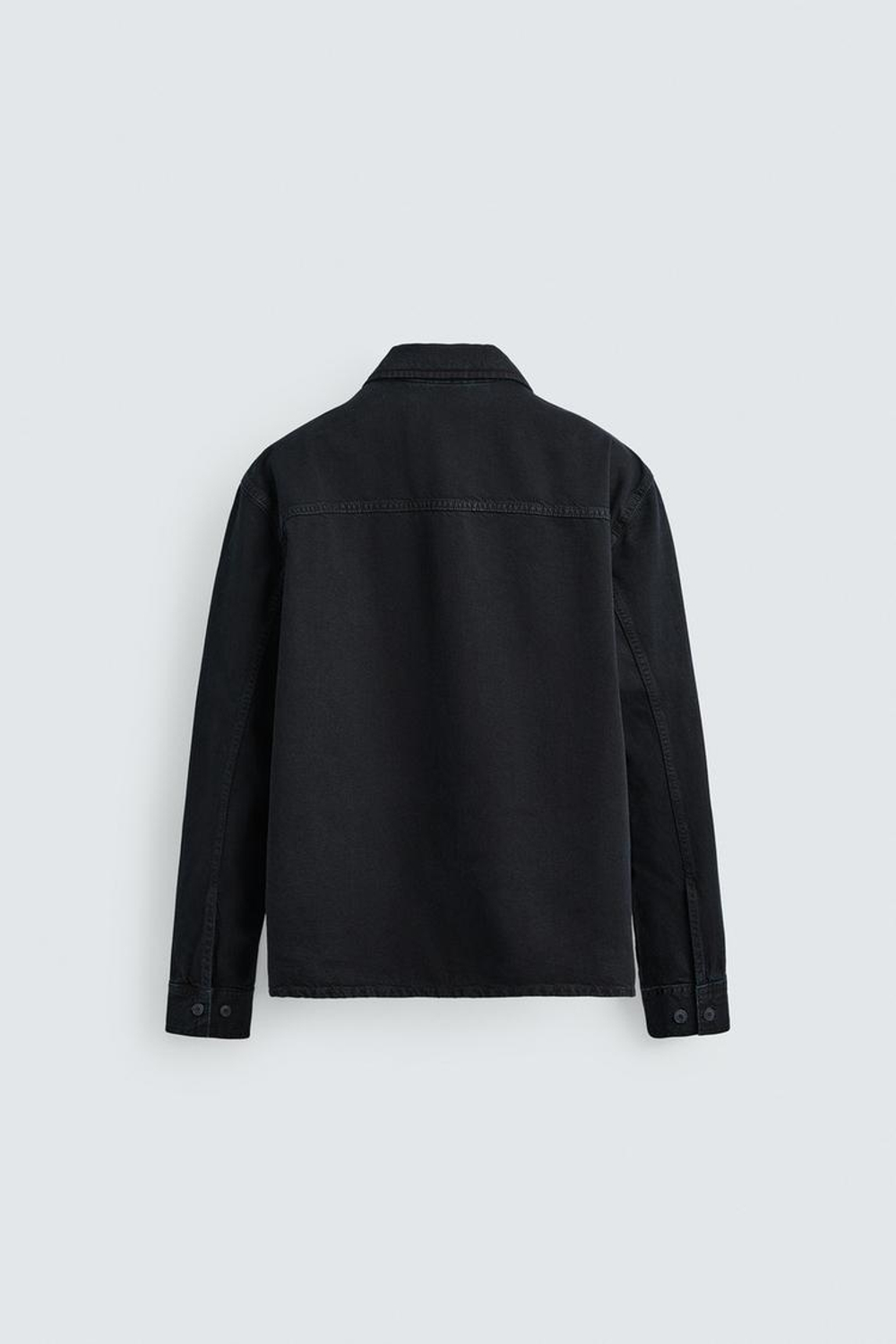 ZARA ДЖИНСОВАЯ РУБАШКА-ПОЛО, ВЫЦВЕТШИЙ СИНИЙ