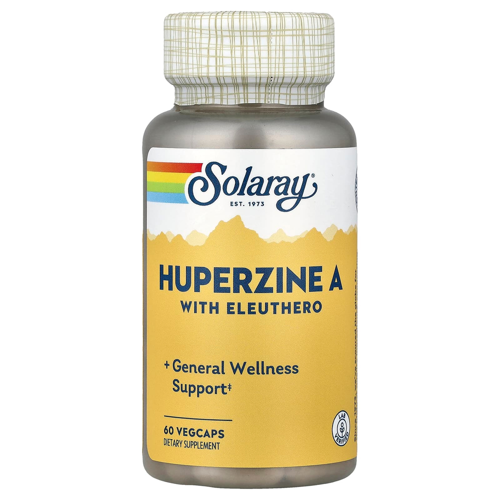 Solaray, Гуперзин А с элеутерококком, 60 капсул в растительной оболочке