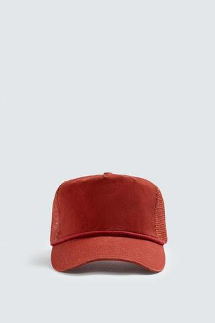 ZARA КЕПКА С СЕТКОЙ И ШНУРКОМ, КРАСНЫЙ