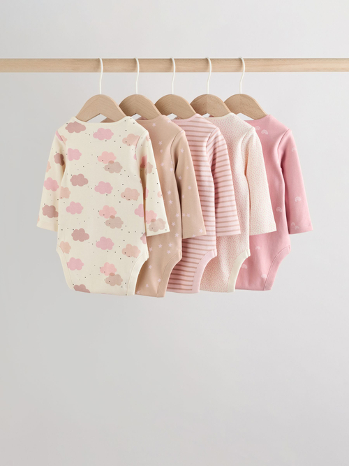 Боди с длинным рукавом для малышей Next AN5-522, 5 шт., Розовый, Бежевый