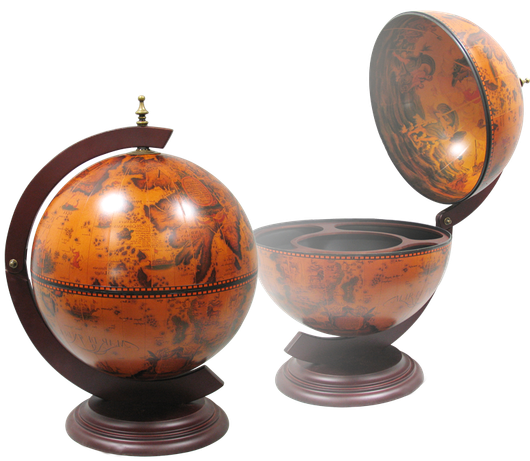 Глобус-бар настольный 48х38 см с картой XVI века, темный