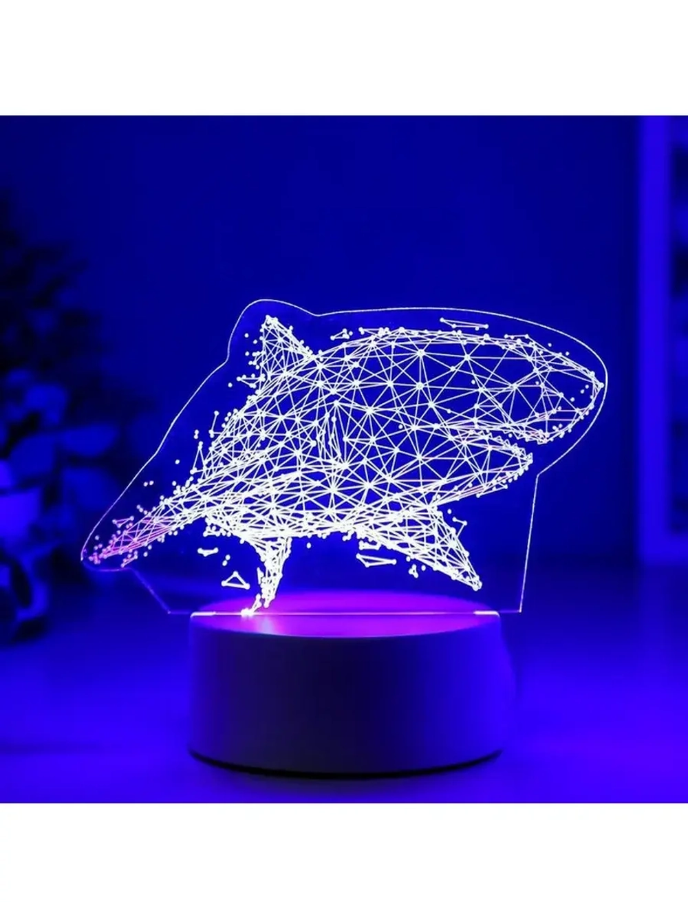 Светильник 3D ночник RISALUX «Большая акула», LED RGB, от се