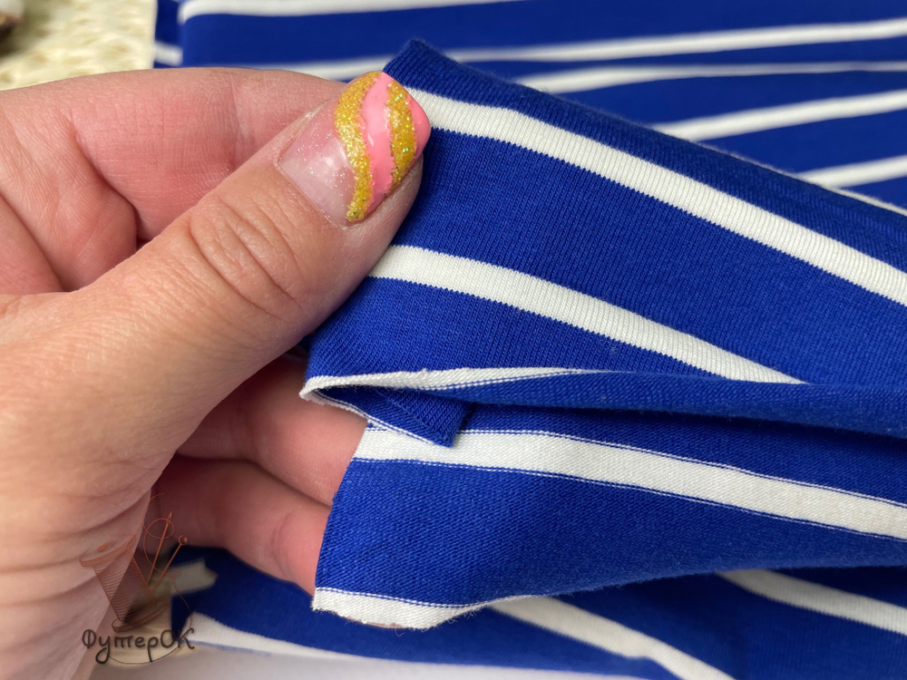 Кулирка с лайкрой ПОЛОСКА НА ВАСИЛЬКЕ