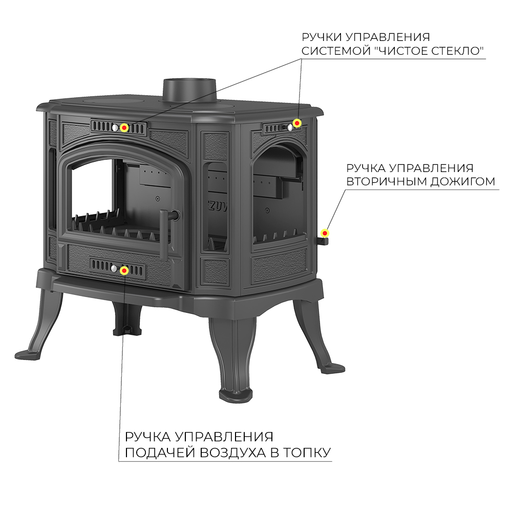 Печь-камин Везувий KZ-14PS "Антрацит"