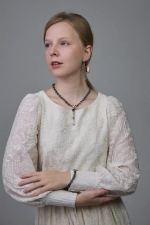 Колье "Амора" из гематита с черным цирконом, оттенок серебро