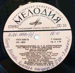 Винтажная виниловая пластинка LP Краснознаменный Имени Александрова Ансамбль Песни И Пляски Советской Армии (Во Поле Березонька Стояла) (СССР)