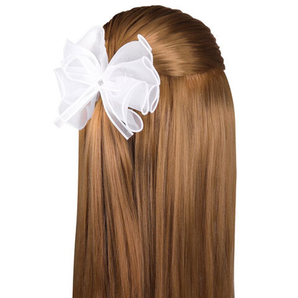 Бант для волос 8х10 см, 10х12 см, 8 см на резинке, белый, АССОРТИ, MONTE VITA, 457117