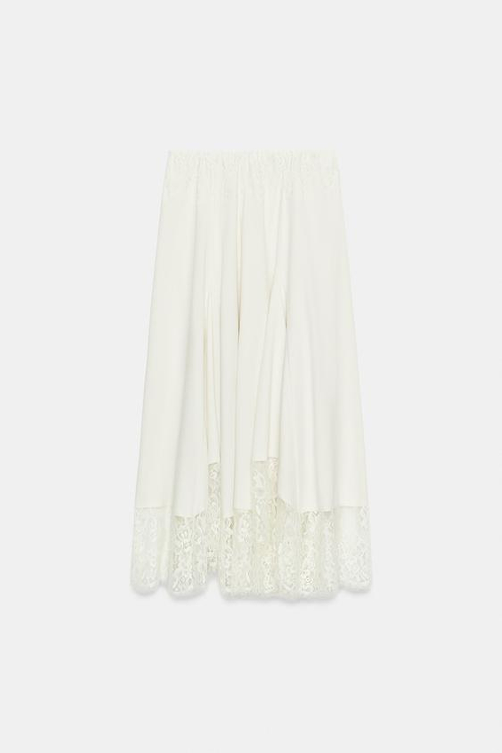 ZARA ОБЪЕМНАЯ ЮБКА МИДИ С КРУЖЕВОМ, ЭКРЮ