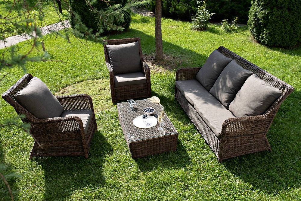 "Гляссе" лаунж-зона из искусственного ротанга, цвет коричневый