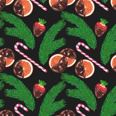 Еловые веточки и фукты в шоколаде