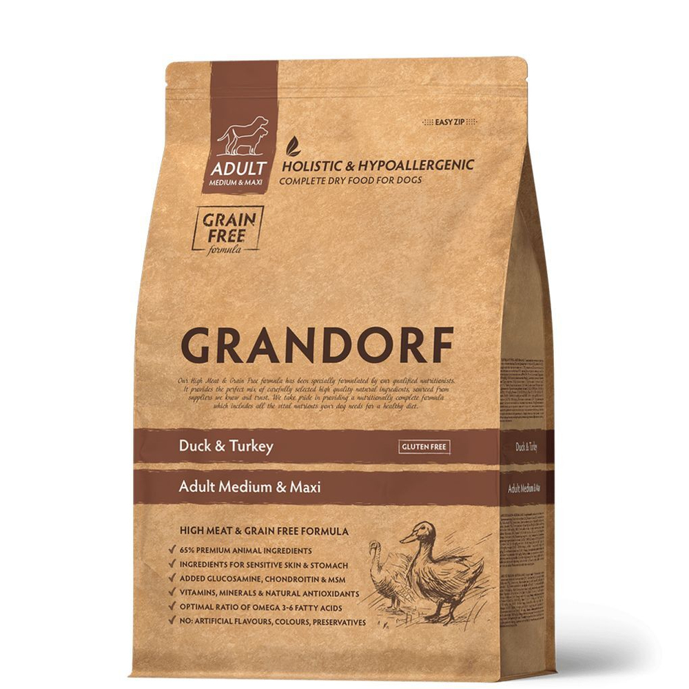Grandorf Dog adult medium & maxi корм сухой для собак утка с индейкой