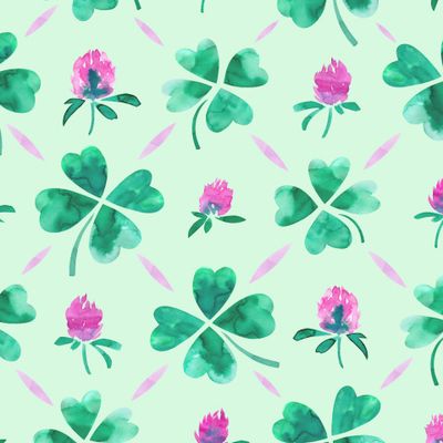 Счастливый клевер на светло-зеленом