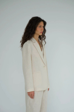 Пиджак Классический из хлопка и льна. Цвет бежевый. Размер 46. Тестовая ткань (смотрите описание).№45