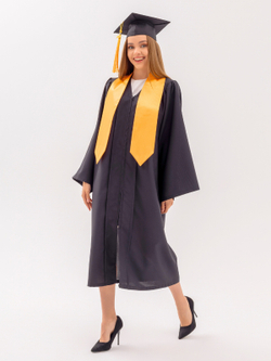 Комплект выпускника черный стандарт с галстуком (золото)