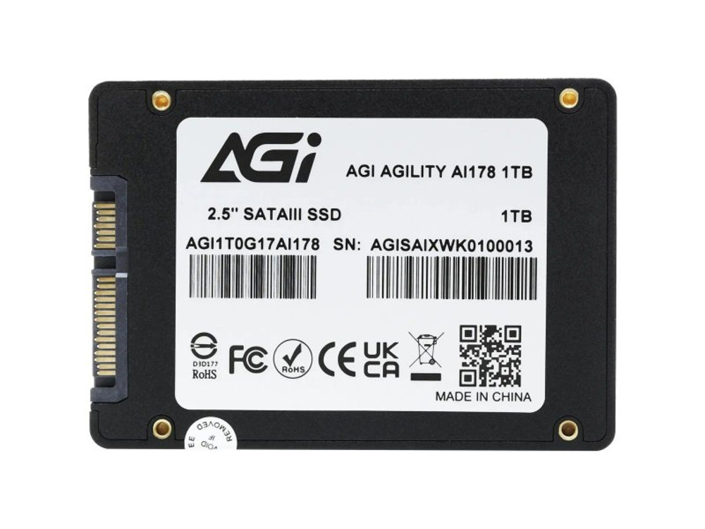 SSD накопитель AGI AI178 1ТБ, 2.5" SATA, SATA III, [AGI1T0G17AI178-CB]