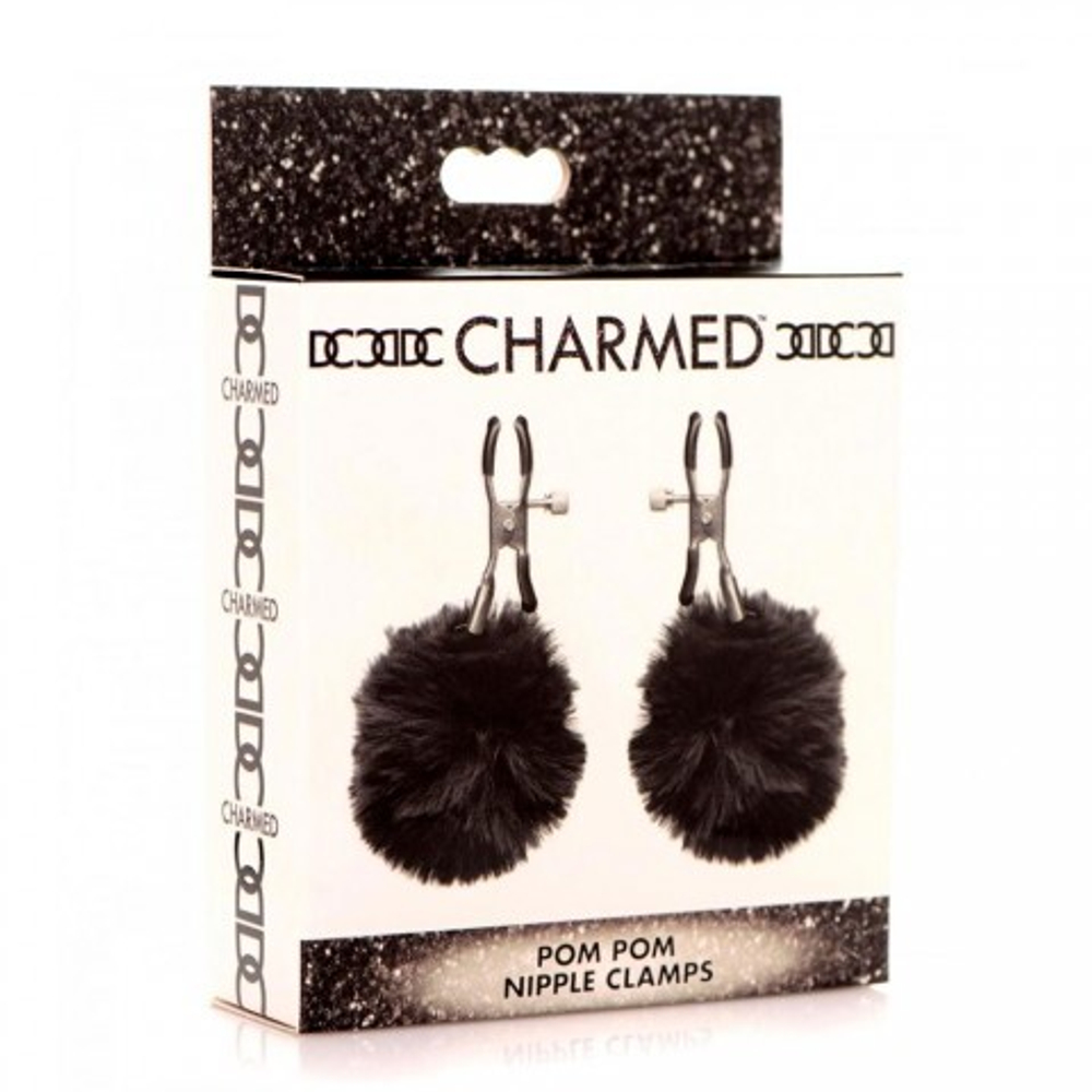 Зажимы для сосков Charmed Pom Pom Nipple Clamp, черный, 11.4 см