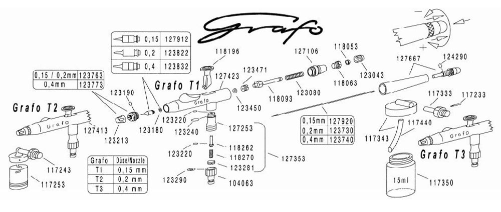 схема аэрографа Harder&Steenbeck Grafo T1