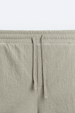 ZARA ШОРТЫ ИЗ РЕЛЬЕФНОЙ ТКАНИ, МЯГКИЙ ЗЕЛЕНЫЙ