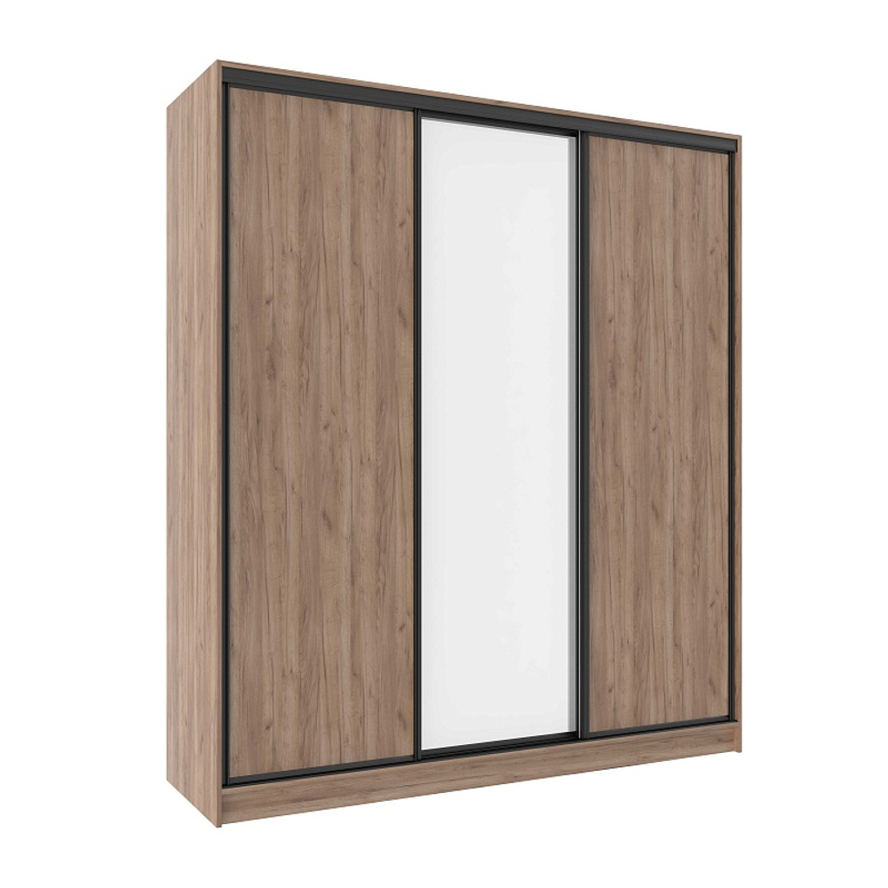 Шкаф-купе трехдверный с зеркалом 2000 Домашний Дуб табачный Craft