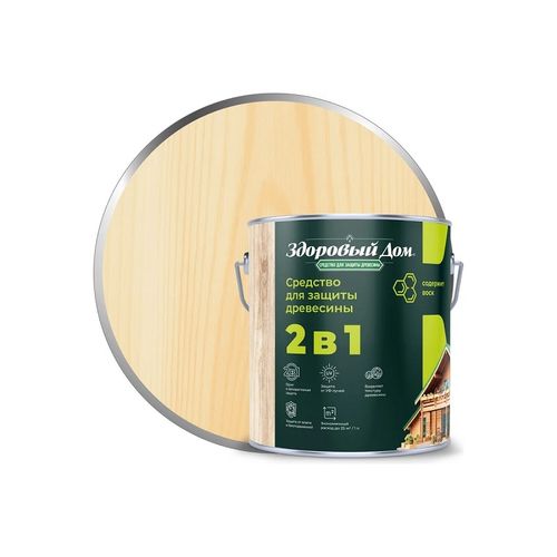 Деревозащитное средство Здоровый дом 2 в 1 Бесцветный 2,7 л