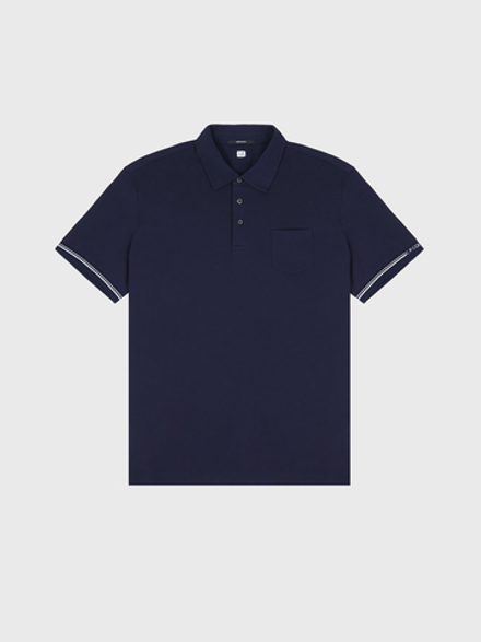 Поло C.P. Company Stretch Piquet Ribbed Sleeve Cuffs Navy