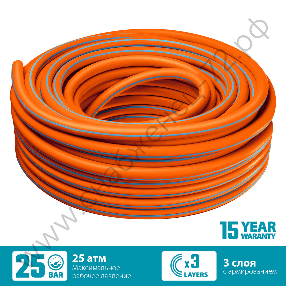 GRINDA FLEX 3, 1/2″, 25 м, 25 атм, из термоэластопласта, трёхслойный, армированный, гибкий, поливочный шланг, PROLine (429008-1/2-25)