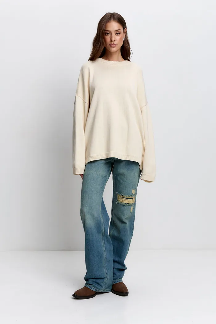 Джемпер с хлопком ванильного цвета