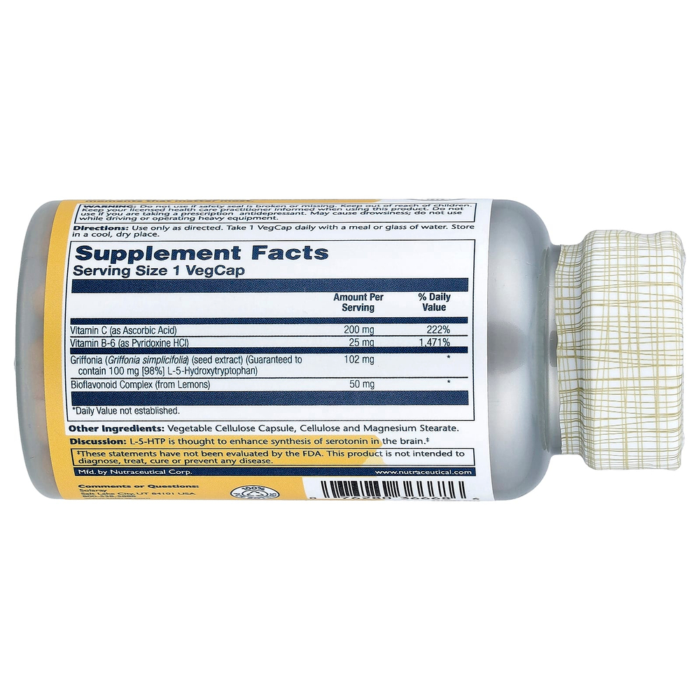 Solaray, 5-HTP с витаминами C и B6, 60 растительных капсул