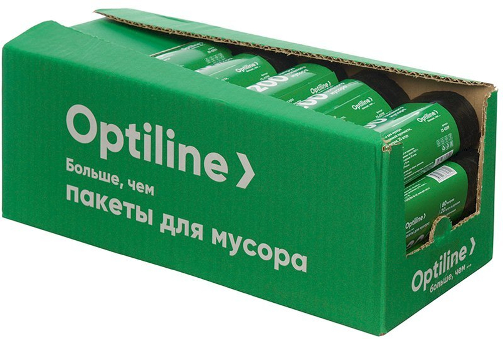 Мешки для мусора Optiline "Особо прочный", 60 литров, 60х80 см, 15 мкм, в упаковке 20 штук