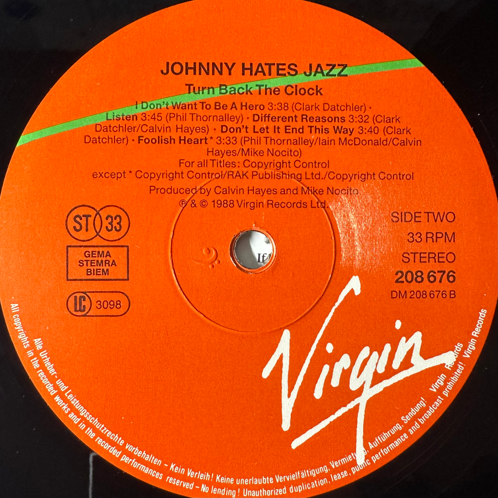 Johnny Hates Jazz - Turn Back The Clock (Европа 1988г.)