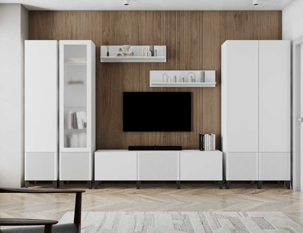 Гостиная Рея Пенал РГП белый/белый снег