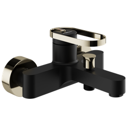 Смеситель для ванны с душем STWORKI Малунг S11100BG матовый черный, глянцевое золото