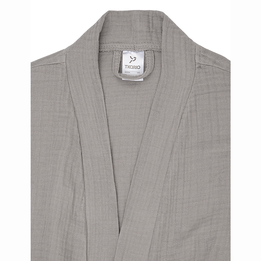 Халат из многослойного муслина серого цвета из коллекции essential, размер l