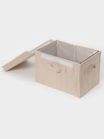 Короб стеллажный с крышкой  размер 38х26х24 см, цвет бежевый, материал батист