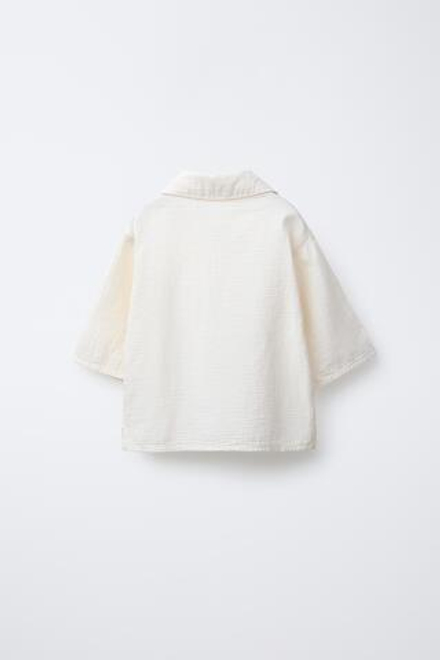 ZARA РУБАШКА ИЗ РЕЛЬЕФНОЙ ТКАНИ, ЭКРЮ