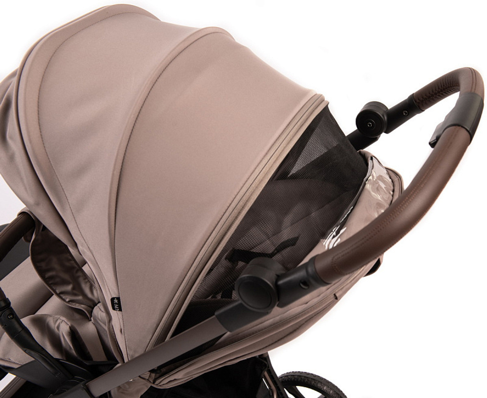 Прогулочная коляска Peppy Amici с автокреслом First Black Sandstone рама Greige