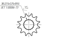 Звездочка z=12 шаг 12,7 (посадка на вал шлицы z18)