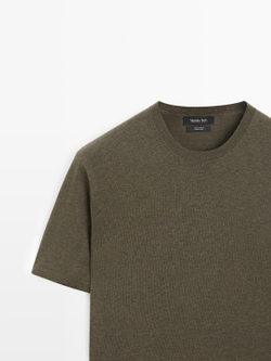 Massimo Dutti Хлопковая футболка с коротким рукавом, зеленый