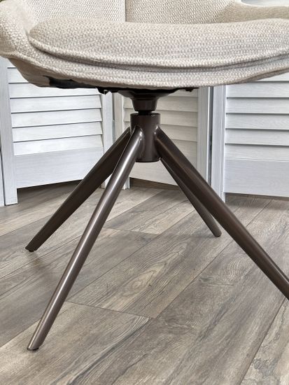 Стул OSKAR 360 град. поворот. KN01-05 Бежевый/ BZ1046-11 Бежевый/ Шоколадное золото каркас